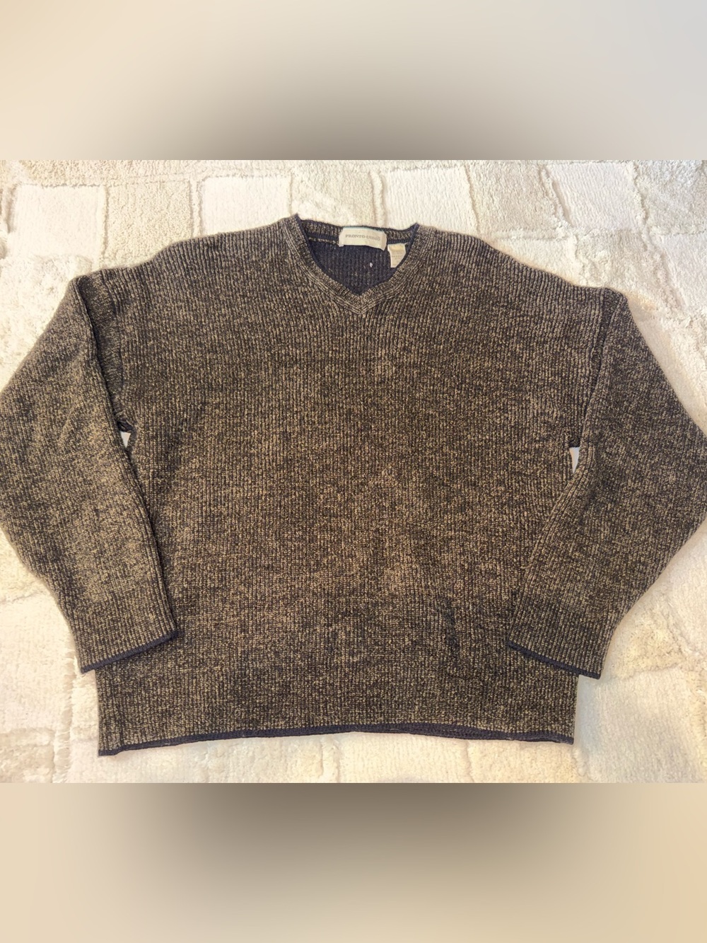 Men’s Vintage Pronto Uomo Brown and Black V‑Neck Ribbed Sweater Wool Blend XXL